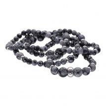 Gabriele Iazzetta Licht-Longkette Schneeflockenobsidian 86 cm x Schneeflockenobsidian