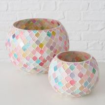Belles Décorations Mosaik-Windlicht Candy, 2er-Set