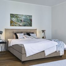 Schwedenbett Boxspringbett Nybro 180 x 200 cm, Halmstad x taupe