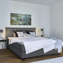 Schwedenbett Boxspringbett Nybro 180 x 200 cm, Halmstad x anthrazit