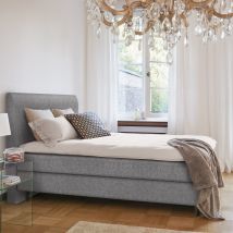 Schwedenbett Boxspringbett Nybro 140 x 200 cm, Malmö x grau