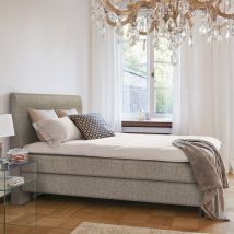 Schwedenbett Boxspringbett Nybro 140 x 200 cm, Malmö x beige
