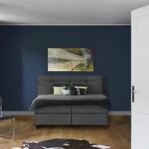 Schwedenbett Boxspringbett Nybro 140 x 200 cm, Halmstad x anthrazit