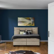 Schwedenbett Boxspringbett Nybro 140 x 200 cm, Halmstad x beige