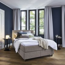 Schwedenbett Boxspringbett Nybro 120 x 200 cm, Malmö x taupe