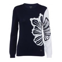 Georg Stiels DONNA Pullover mit Pailletten & Farbkontrasten 34/36 dunkelblau