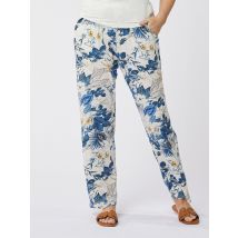 Sarah Kern Silhouette Loungewear Hose Blumen 46/48 blau-weiß
