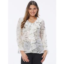 MONACO blue Rüschenbluse Elegance 48 weiß