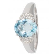 CM Edelsteinzauber Cocktail- Ring, Blautopas, Zirkon, Silber 925 20 Blautopas