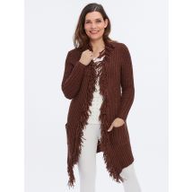 Georg Stiels DONNA Longcardigan mit Fransenkante 34/36 braun