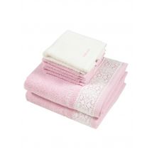 Sarah Kern SILHOUETTE 5-teiliges Handtuch-Set mit 3 Gästehandtüchern one size weiß-rose