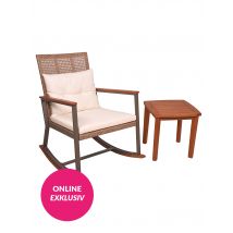 Ab ins Grüne Schaukelstuhl Set""Tiki"" mit Beistelltisch x schilfbraun-beige