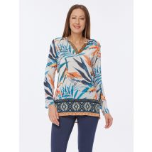 Christian Materne Tunika Ethno Leaves 38/40 offwhite