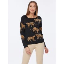 Sarah Kern Pullover Leo 46/48 schwarz-beige