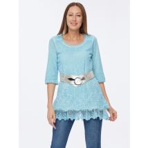 Body Needs Tunika Oil Dyed mit Gürtel 40 weinrot/indigo