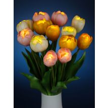 Belles Décorations Tulpenstrauss mit LED, 13-teilig x gelb-rosa-weiß