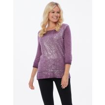 Body Needs Feinstrickpulli in Jeans Optik 48/50 aubergine