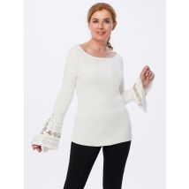 STYLING SECRETS Pullover Volantärmel 42/44 perlweiß