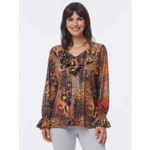 MONACO blue Blusenshirt mit Rüsche 36 orange