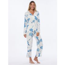 PURE SHAPE DAY&NIGHT Pyjama mit floralem Druck 34/36 weiß-blau