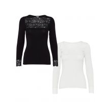 PURE SHAPE DAY&NIGHT Doppelpack Shirts Langarm mit Spitze 42/44 schwarz-champagner