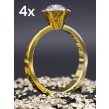 Belles Décorations 4er Set Serviettenring Diamant mit Box x gold