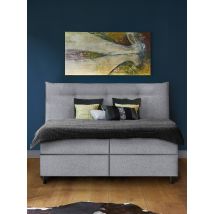 Schwedenbett Boxspringbett Nybro 120 x 200 cm, Halmstad x silbergrau