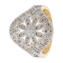 CM Private Diamonds Cocktail-Ring, Diamanten, champagnerf. S 925 verg 17 Diamant vergoldet