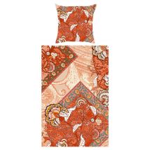 DELINDO Lifestyle Bettwäsche Mako Satin Paisley Terracotta 2er Set 135x200/80x80 terracotta