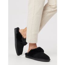 Georg Stiels DONNA Veloursleder Pantoffel mit Lammfellfutter 38 schwarz