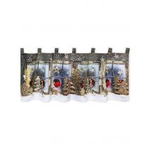 Mein Lieblingsplatz Winterliche Bistrogardine mit LED-Beleuchtung x x Tannenzapfen