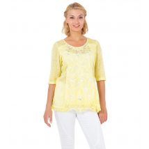 Body Needs Outlet Shirt mit Spitze und Folienprint 42 gelb