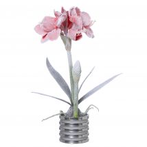 Belles Décorations Amaryllis im Silbertopf mit Schnee, 54 cm x rot