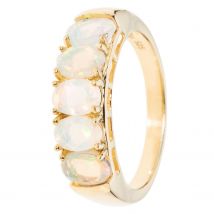 CM Edelsteinzauber Rivière-Ring, 5x Afrikanischer Opal, vergoldet 17 x Afrikanischer Opal