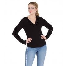Sarah Kern Outlet V-Neck Shirt mit Lurex 50 schwarz