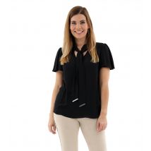 MONACO blue Schluppenbluse mit Flügelärmeln 40 schwarz