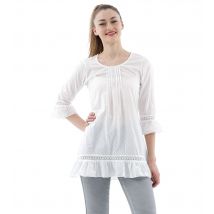 Body Needs Outlet Longbluse aus leichtem Baumwolljaquard 40 weiß