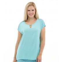 MONACO blue Blusenshirt mit Druckeinsatz 50 türkis