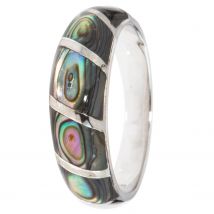 Perlaronda Band-Ring, Abalone-Inlays, Silber 925 poliert 18 x Abalone