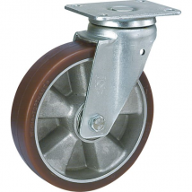 Roue polyréthane corps aluminium sur platine pivotante diamètre 200 mm charge admissible 700 kg : PRODIF-SOMEC W169101