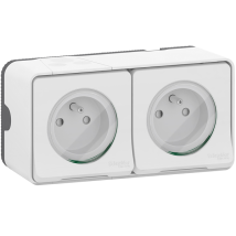 Double prise de courant 2P+T saillie Schneider Mureva Styl - blanc