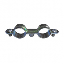 Collier sanitaire double plomberie Ø16 mm Acier zingué blanc x10