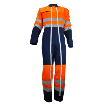 Combinaison double fermeture haute visibilité orange et marine taille 2