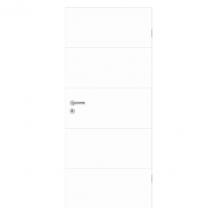 Porte d'intérieur avec rainures horizontales - Mala 10 - Main gauche - 203.6 CM x 83 CM - Blanc laqué