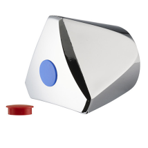 Croisillon tricorne métal chromé pour robinet avec pastille rouge et bleue - Noyon et Thiebault
