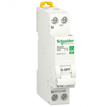 Disjoncteur modulaire 1P+N Schneider Resi9 - courbe C - 10A