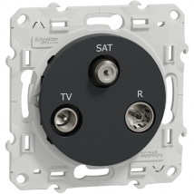 Prise TV FM et SAT Schneider Odace anthracite M CEI - IEC F - type F