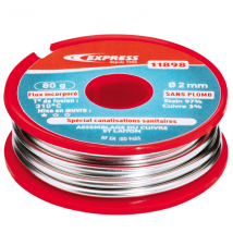 Bobine soudure étain plomberie 97% étain 3% cuivre Ø 2mm 80 gr