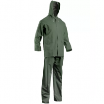 Ensemble de pluie avec veste et pantalon en PVC vert - taille XL