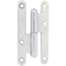 Paumelle droite bouts ronds sens gauche acier zingué blanc 140 x 60 mm